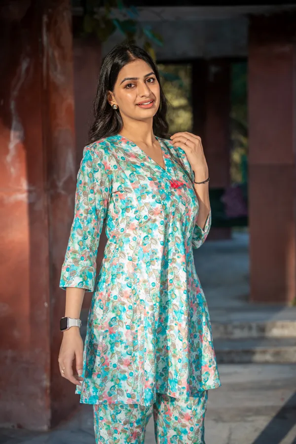 Turquoise_Cotton_Floral_Co-Ord_Set_For_Women
