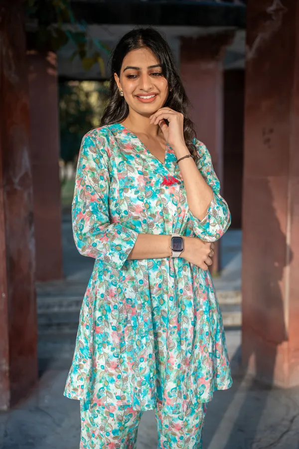 Turquoise_Cotton_Floral_Co-Ord_Set_For_Women