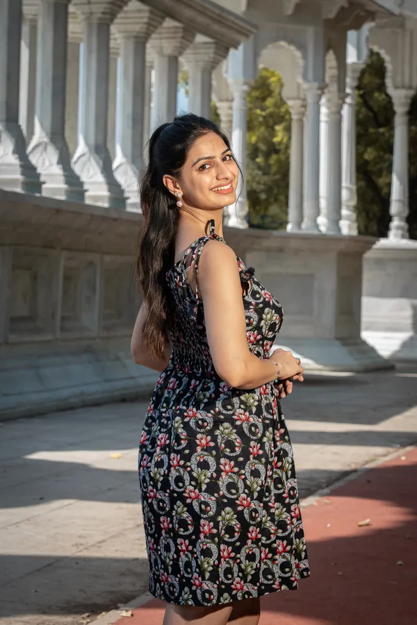 Black_Cotton_Floral_Dress_For_Women