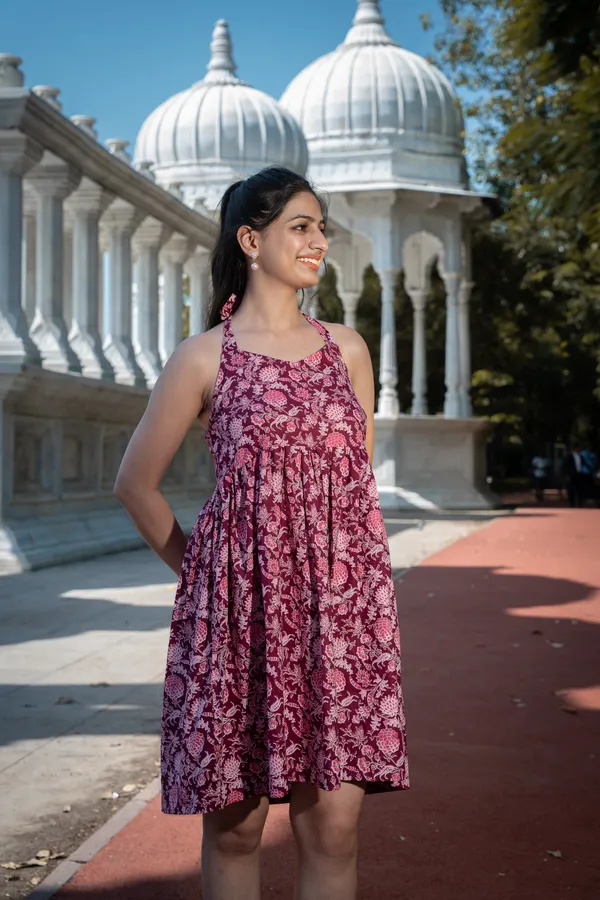 Wine_Cotton_Floral_Dress_For_Women