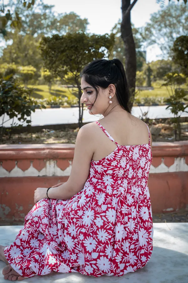 Red_Cotton_Floral_Dress_For_Women