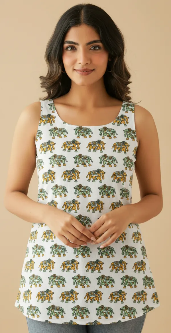 Off_White_Cotton_Animal_Short_Kurti_For_Women