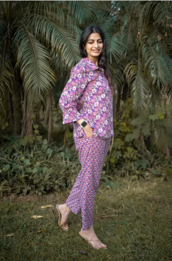 Purple_And_Turquoise_Cotton_Floral_Kantha_Co-Ord_Set_For_Women(Pack_of_2)