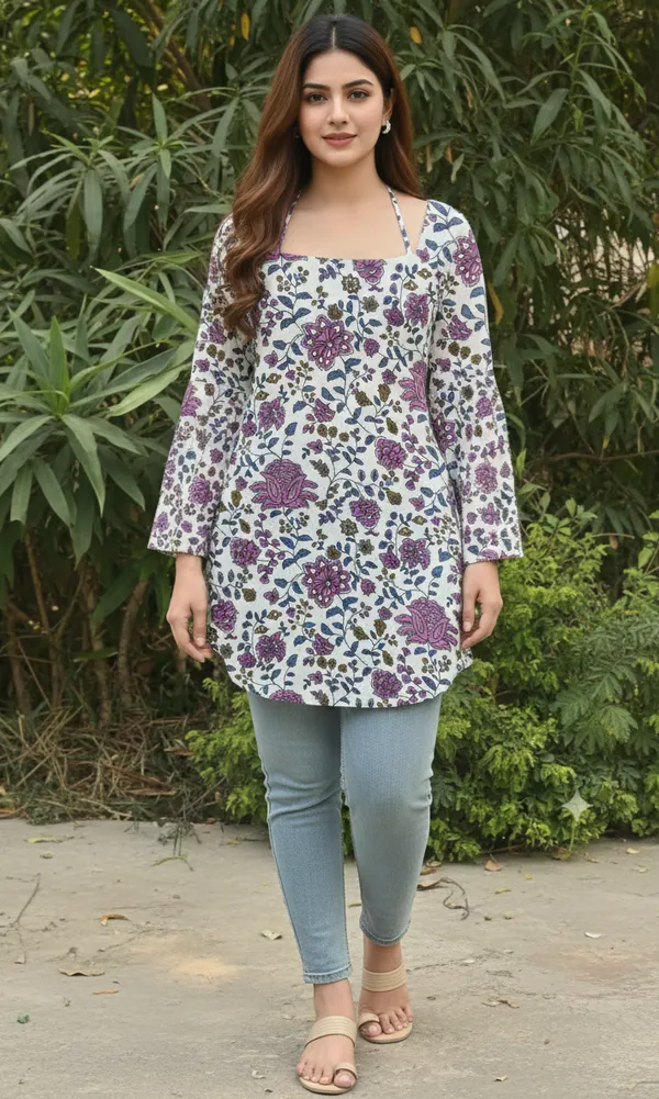 Purple_Cotton_Paisley_And_Floral_Short_Kurti_For_Women_(Pack_of_2)