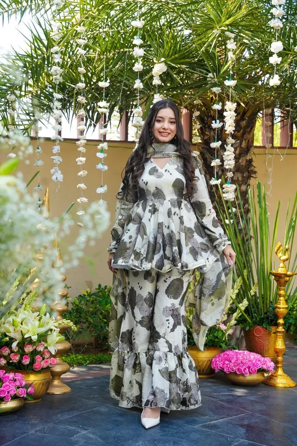 Olive_Green_And_Wine_Rayon_Peplum_Kurti_With_Palazzo_&_Dupatta_Set_For_Women_(Pack_Of_2)
