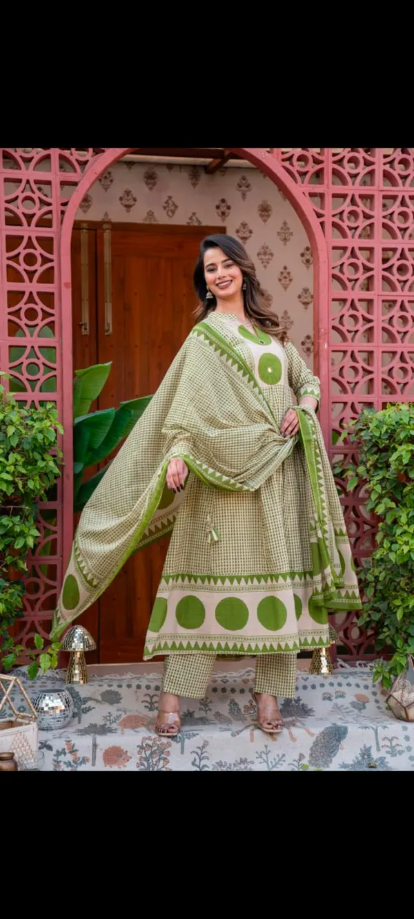 Sage_Green_Cotton_Premium_Anarkali_Dress_3_Pc_Suits_For_Women