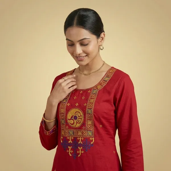 Red_Cotton_A-line_Palazzo_2_Pc_Kurti_Sets_For_Women