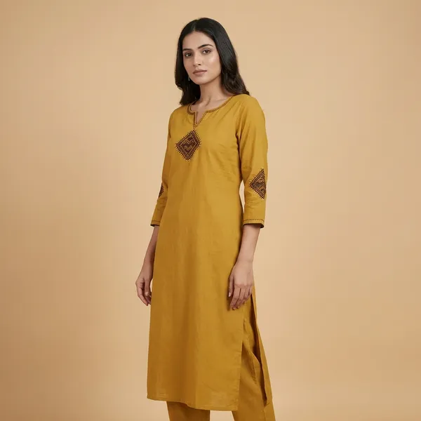 Yellow_Cotton_A-line_Palazzo_2_Pc_Kurti_Sets_For_Women