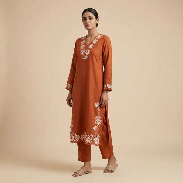 Orange_Cotton_A-line_Palazzo_2_Pc_Kurti_Sets_For_Women