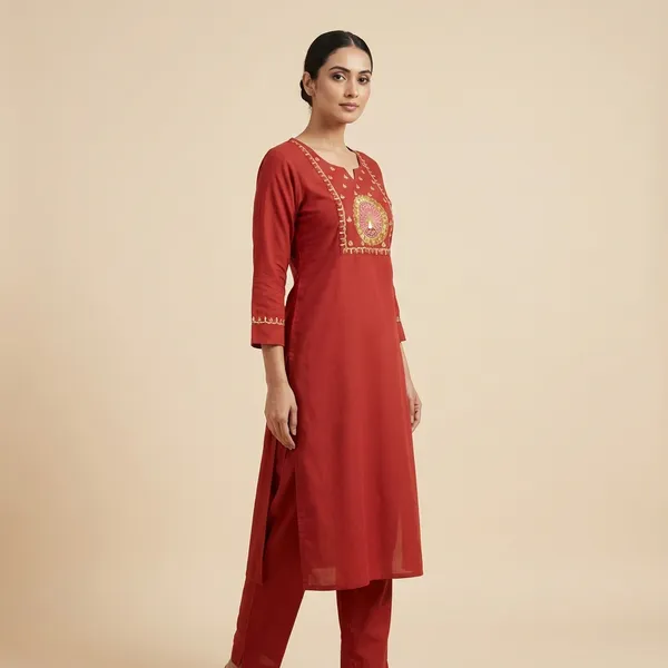 Orange_Cotton_A-line_Palazzo_2_Pc_Kurti_Sets_For_Women