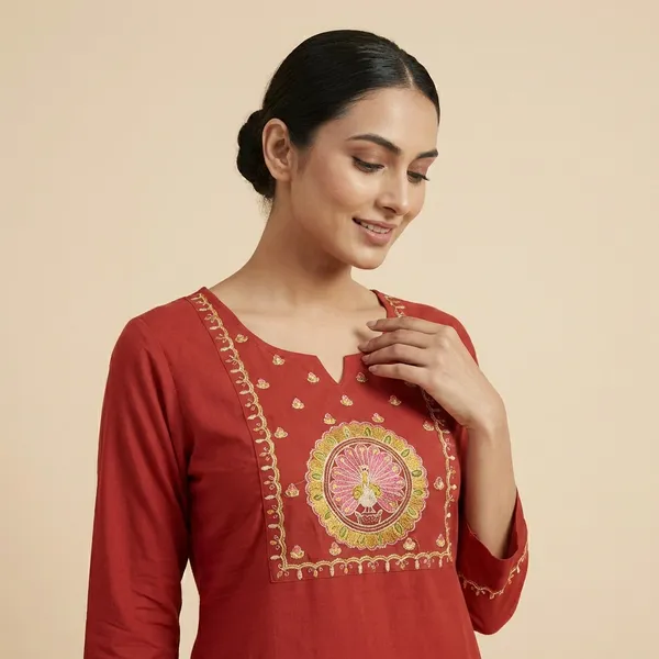 Orange_Cotton_A-line_Palazzo_2_Pc_Kurti_Sets_For_Women