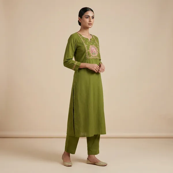 Green_Cotton_A-line_Palazzo_2_Pc_Kurti_Sets_For_Women
