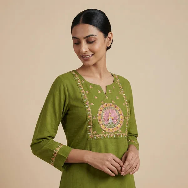 Green_Cotton_A-line_Palazzo_2_Pc_Kurti_Sets_For_Women