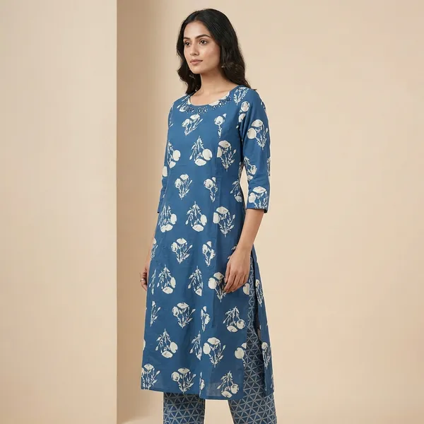 Blue_Cotton_A-line_Palazzo_2_Pc_Kurti_Sets_For_Women