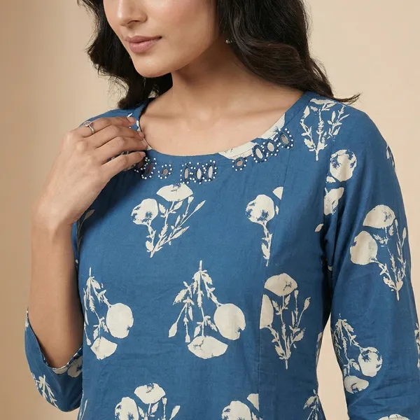Blue_Cotton_A-line_Palazzo_2_Pc_Kurti_Sets_For_Women