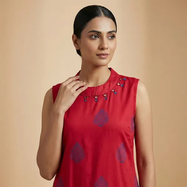Red_Cotton_A-line_Palazzo_2_Pc_Kurti_Sets_For_Women
