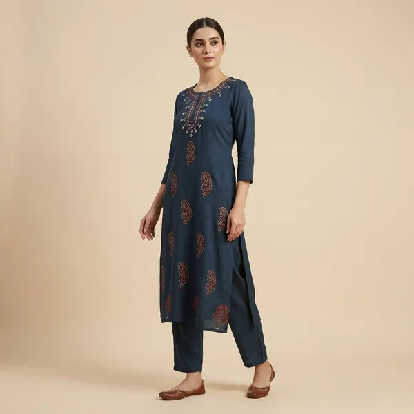 Blue_Cotton_A-line_Palazzo_2_Pc_Kurti_Sets_For_Women