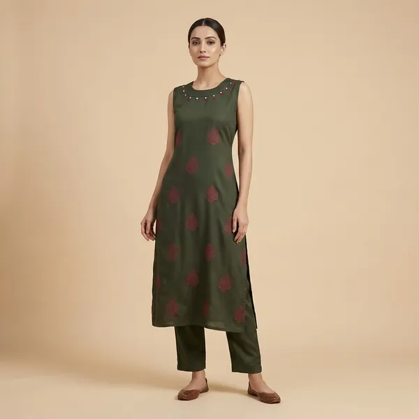 Green_Cotton_A-line_Palazzo_2_Pc_Kurti_Sets_For_Women