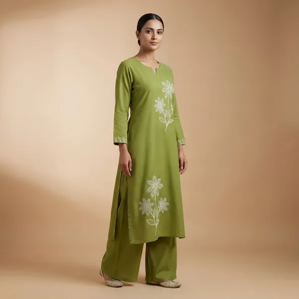 Green_Cotton_A-line_Palazzo_2_Pc_Kurti_Sets_For_Women