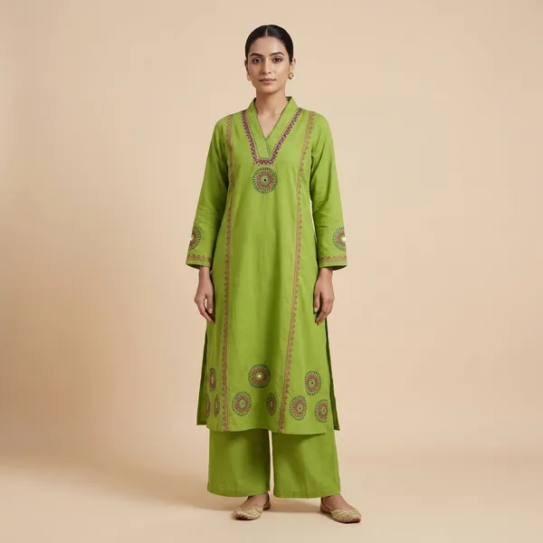 Green_Cotton_A-line_Palazzo_2_Pc_Kurti_Sets_For_Women