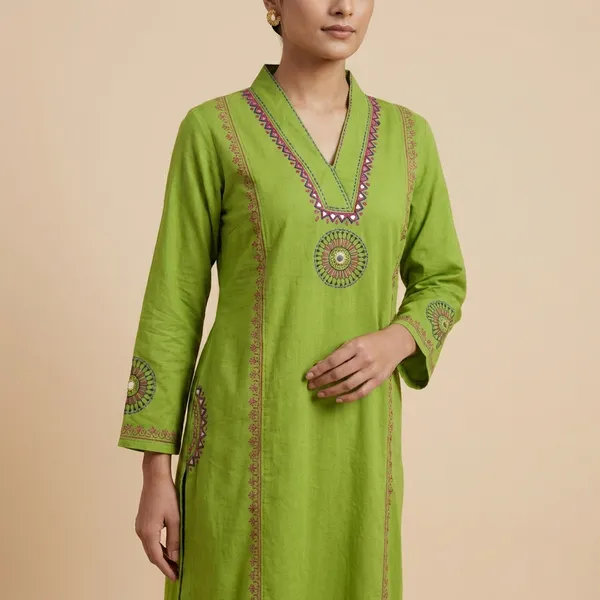 Green_Cotton_A-line_Palazzo_2_Pc_Kurti_Sets_For_Women