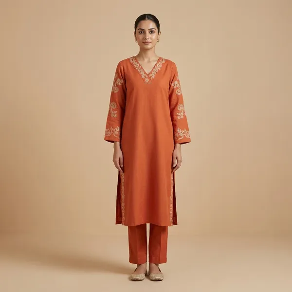 Orange_Cotton_A-line_Palazzo_2_Pc_Kurti_Sets_For_Women