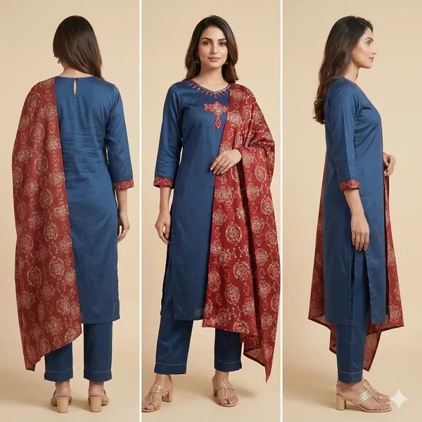 Navy_Blue_Gaji_3Pc_Suit_Kurta_Set_For_Women