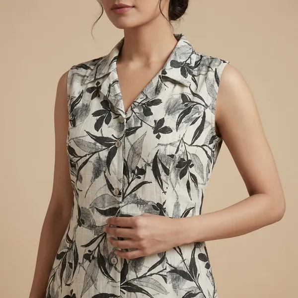 Grey_And_Black_Mulmul_Cotton_Maxi_Dress_Kurta_For_Women