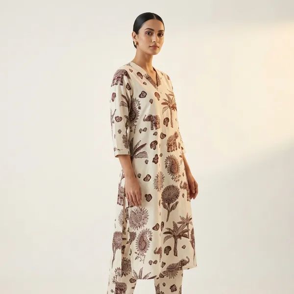 Cream_khadi_Cotton_palazzo_Set_For_Women