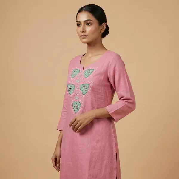 Dusty_Pink_Mulmul_Cotton_Kurta_For_Women