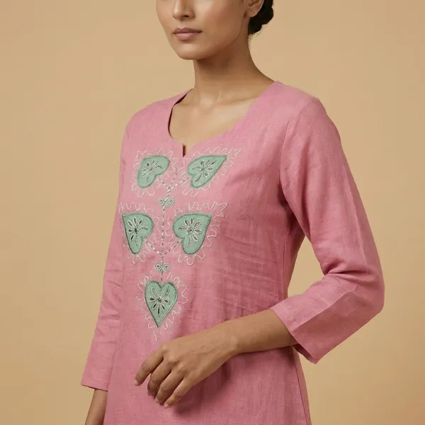 Dusty_Pink_Mulmul_Cotton_Kurta_For_Women