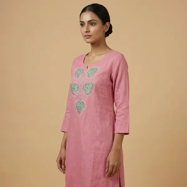 Dusty_Pink_Mulmul_Cotton_Kurta_For_Women