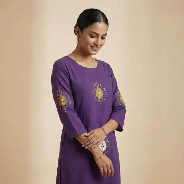 Purple_Mulmul_Cotton_Kurta_Set_For_Women