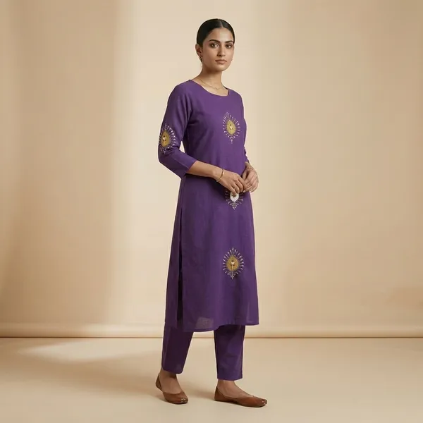 Purple_Mulmul_Cotton_Kurta_Set_For_Women