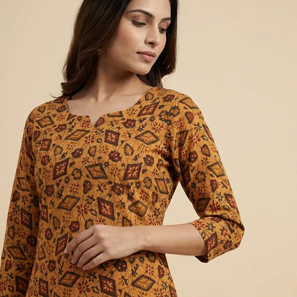 Mustard_Mulmul_Cotton_Kurta_Set_For_Women