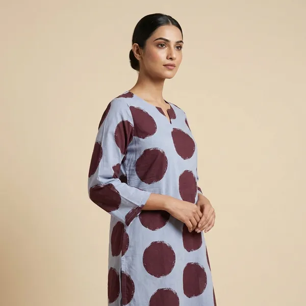 Brown_and_Grey__Mulmul_Cotton_Kurta_Set_For_Women