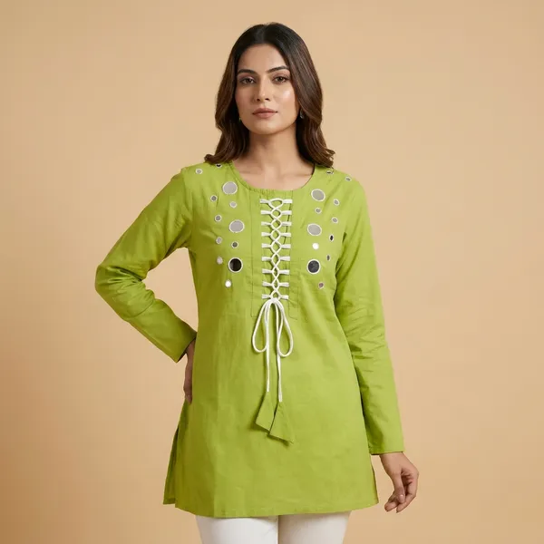 Lime_Green_Mul_Cotton_Tunic_Top_For_Women