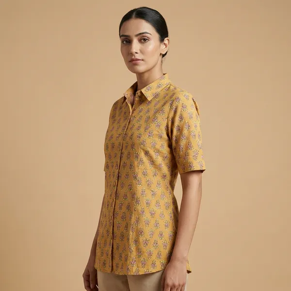 Mustard_Mul_Cotton_Printed_Tunic_Top_For_Women