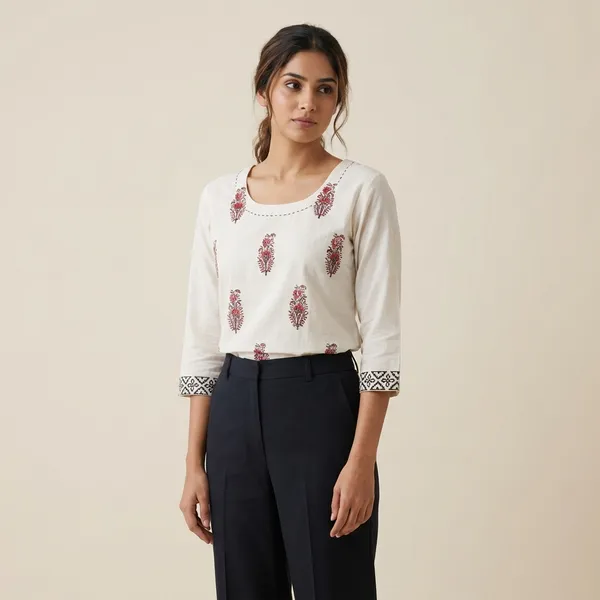 White_Mul_Cotton_Tunic_Top_For_Women