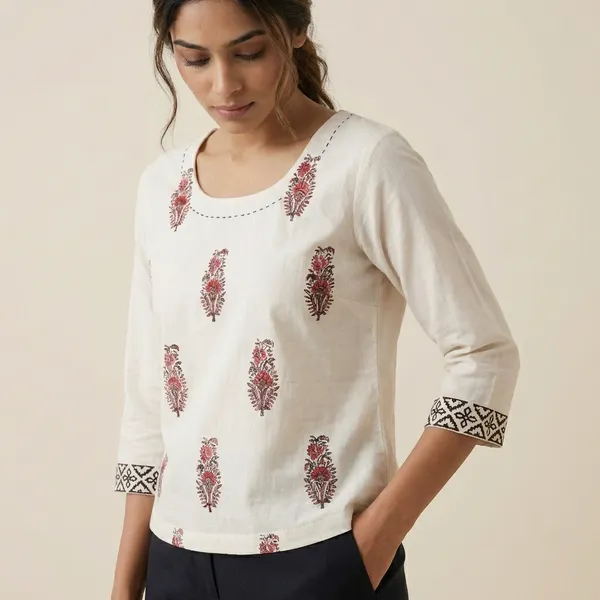 White_Mul_Cotton_Tunic_Top_For_Women