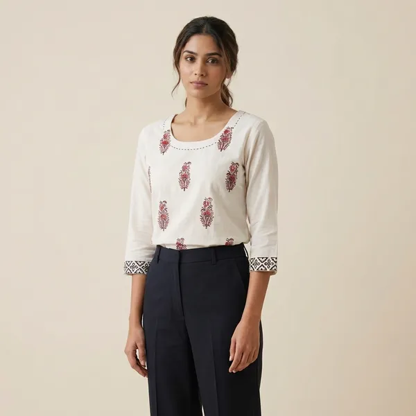 White_Mul_Cotton_Tunic_Top_For_Women