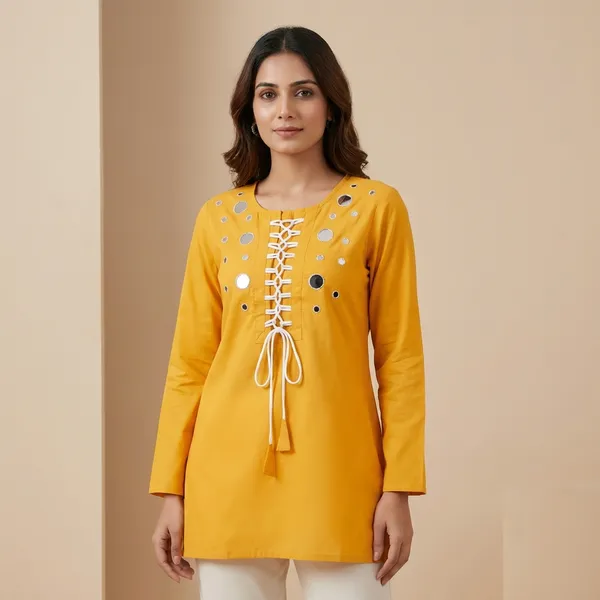Yellow_Mul_Cotton_Tunic_Top_For_Women