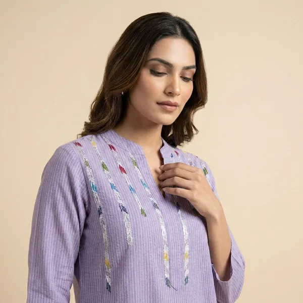 Light_Purple_Mul_Cotton_Premium_Striped_Tunic_Top_For_Women