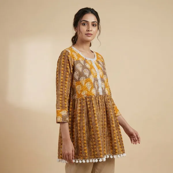 Mustard_And_Tan_Mul_Cotton_Lace_Tunic_Top_For_Women