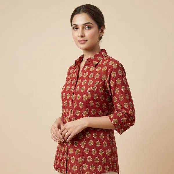 Brick_Red_Mul_Cotton_Printed_Tunic_Top_For_Women
