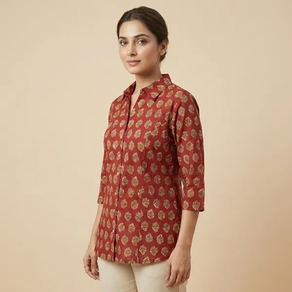 Brick_Red_Mul_Cotton_Printed_Tunic_Top_For_Women