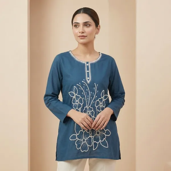 Prussian_Blue_Mul_Cotton_Top_For_Women
