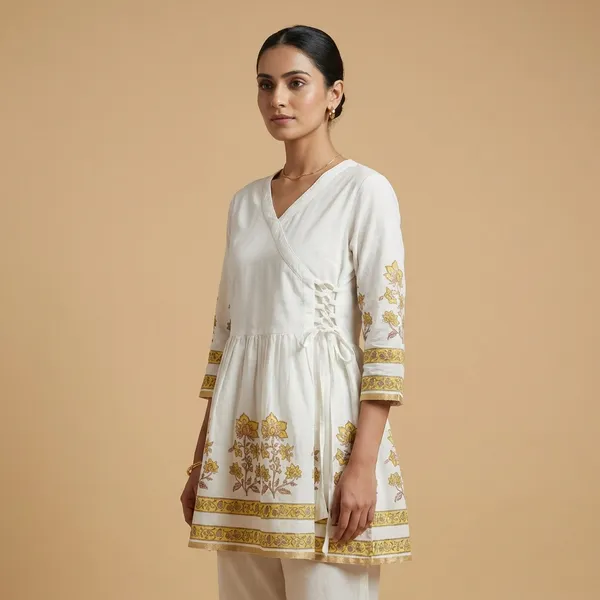 White_Mul_Cotton_Angrakha_Tunic_Top_For_Women