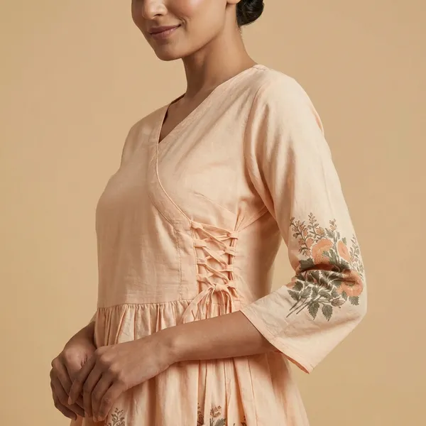 Peach_And_Coral_Mul_Cotton_Angrakha_Tunic_Top_For_Women