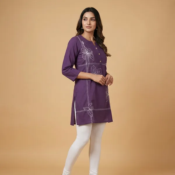Deep_Purple_Mul_Cotton_Tunic_Top_For_Women